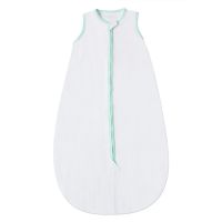 Sac de dormit de vara pentru copii din muselina dubla 3-18 luni Kidizi white green, 0.3 tog