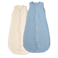 Set 2 saci de dormit de vara pentru copii din muselina dubla 18-36 luni Kidizi jeans-ivory, bumbac 100%, 0.3 tog