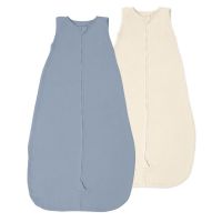 Set 2 saci de dormit de vara pentru copii din muselina dubla 18-36 luni Kidizi jeans-ivory, bumbac 100%, 0.3 tog