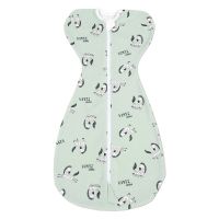 Sistem de infasat cu fermoar dublu Kidizi Swaddel Confort Zebra Mint 0-4 luni, 100% bumbac, 0.5 tog
