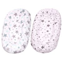 Set 2 Huse tip cearceaf cu elastic roata pentru baby nest Kidizi Galaxy Grey Mint, include zona centrala impermeabila