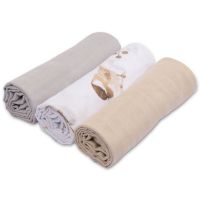 Set 3 paturici muselina soft 78x78 cm Kidizi Birdy, 100% bumbac