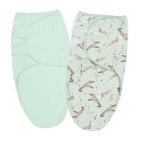 Set 2 sisteme de infasat reglabil din bumbac 0-3 luni Kidizi Giraffe Mint, 100% bumbac, 0.5 TOG