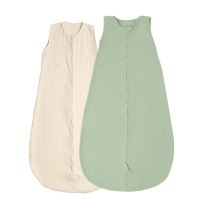 Set 2 saci de dormit de vara pentru copii din muselina dubla 18-36 luni Kidizi mint-ivory, bumbac 100%, 0.3 tog