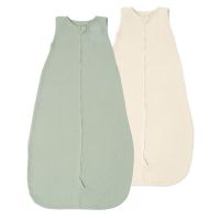 Set 2 saci de dormit de vara pentru copii din muselina dubla 18-36 luni Kidizi mint-ivory, bumbac 100%, 0.3 tog
