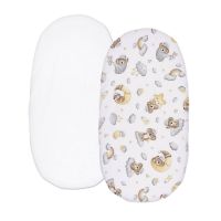 Set 2 cearceafuri din bumbac cu elastic roata pentru landou sau cosulet de rachita Kidizi Koala Dreams