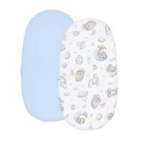 Set 2 cearceafuri din bumbac cu elastic roata pentru landou sau cosulet de rachita Kidizi Koala Dreams Blue