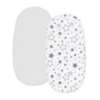 Set 2 cearceafuri din bumbac cu elastic roata pentru landou sau cosulet de rachita Kidizi Galaxy Grey