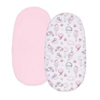 Set 2 cearceafuri din bumbac cu elastic roata pentru landou sau cosulet de rachita Kidizi Fairy Clouds