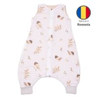 Sac de dormit cu picioare de vara din muselina 6-18 luni Kidizi Birdy, 0.5 tog
