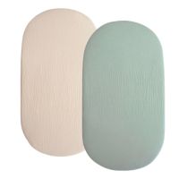 Set 2 cearceafuri din muselina dubla cu elastic roata pentru landou sau cosulet de rachita Kidizi mint, bumbac 100%