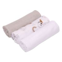 Set 3 paturici de vara din muselina soft 78x78 cm Kidizi Ducky 100% bumbac