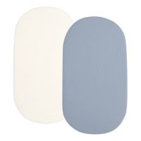 Set 2 cearceafuri din muselina dubla cu elastic roata pentru landou sau cosulet de rachita Kidizi jeans, bumbac 100%