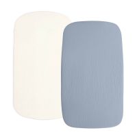 Set 2 cearceafuri din muselina cu elastic roata pentru patut cosleeper 90x50 cm Kidizi jeans, bumbac 100%