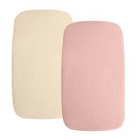 Set 2 cearceafuri din muselina cu elastic roata pentru patut cosleeper 90x50 cm Kidizi pink , bumbac 100%