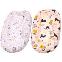 Set 2 Huse tip cearceaf cu elastic roata pentru baby nest Kidizi Forest Friends Kitten Love, include zona centrala impermeabila