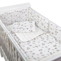 Set lenjerie matlasata 5 piese Kidizi Ducky, include perna, plapumioara, cearceaf si 2 aparatori, culoare alb
