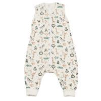 Sac dormit copii de vara din bumbac cu picioare 6-18 luni Safari, 0.5 tog, mansete transformabile in soseta