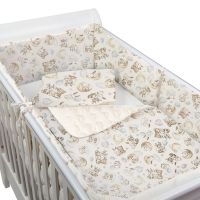 Set lenjerie matlasata 5 piese Kidizi Just Dreaming, include perna, plapumioara, cearceaf si 2 aparatori, culoare ecru