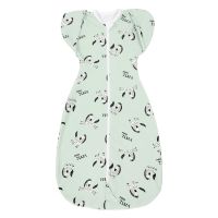 Sistem de infasat transformabil in sac de dormit, 1-6 luni Kidizi Swaddel Confort UP Zebra Mint 100% bumbac, 0.5 tog