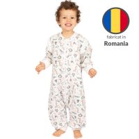Sac de dormit copii cu picioare si maneci detasabile din bumbac flausat 18-36 luni Kidizi Safari,1 tog