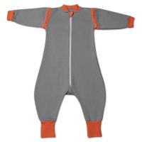 Sac de dormit copii cu picioare si maneci detasabile din bumbac flausat 6-18 luni Kidizi Grey,1 tog