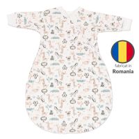 Sac de dormit cu maneci din bumbac flausat Kidizi Safari, 0-3 luni,  1 tog