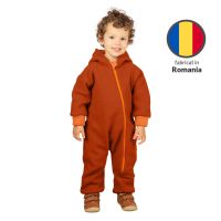 Salopeta overall din lana fiarta dublata cu bumbac, Kidizi Cooper 1-2 ani, prevazuta cu gluga si mansete transformabile in manusi