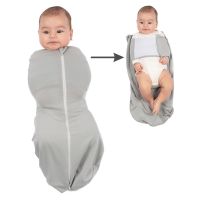 Sistem de infasat cu fermoar dublu Kidizi SnugPod UP Grey M, pentru bebelusi cu greutate de 3.8-7 kg, 0.5 tog