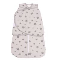 Sac de dormit bebelusi cu sistem de infasare din bumbac flausat Kidizi  Galaxy Grey, 0-6 luni, 1 tog