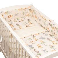 Set lenjerie matlasata 5 piese Kidizi Baby Animals, include perna, plapumioara, aparatoare si cearceaf