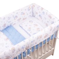Lenjerie patut Maxi cu aparatori laterale matlasate pentru pat 120x60 cm Koala Dreams Blue