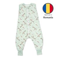 Sac dormit copii de vara din bumbac cu picioare 6-18 luni Kidizi Giraffe, 0.5 tog, mansete transformabile in soseta