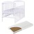 Patut din lemn masiv 120x60 cm Orella alb cu laterala culisanta + saltea 12 cm