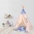 Cort copii stil indian Teepee Tent Kidizi Blue Dino, include covoras gros si 2 perne