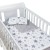 Set lenjerie matlasata 3 piese Kidizi Magic Stars Grey, include perna, plapumioara si cearceaf