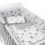 Set lenjerie matlasata 5 piese Kidizi Magic Stars Grey, include perna, plapumioara, aparatoare si cearceaf