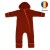 Salopeta overall din lana fleece Kidizi Teddy Terracotta 1-2 ani, prevazuta cu gluga si mansete transformabile in manusi