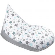 Fotoliu copii Bean Bag Lounger All Mint Stars, husa bumbac detasabila