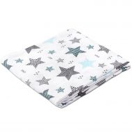 Muselina multifunctionala XXL 110x110 cm Kidizi All Mint Stars, 100% bumbac