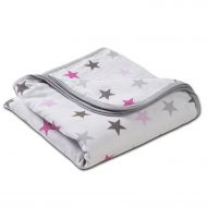 Paturica dubla de muselina 78x78 cm Kidizi Pink Stars, 100% bumbac