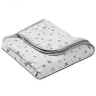Paturica dubla de muselina XXL 120x120 cm Kidizi Grey Stars, 100% bumbac