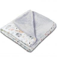 Paturica dubla pufoasa cu doua fete 100x78 cm Kidizi Fluffy Grey Forest Friends