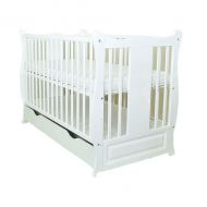 Patut din lemn masiv 120x60 cm Bethany alb cu sertar