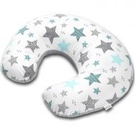 Perna alaptare cu husa bumbac detasabila Kidizi Celia Grey Mint Stars
