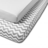 Set 2 cearceafuri din bumbac cu elastic  roata pentru patut 120x60 cm Kidizi Grey Zig Zag