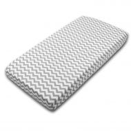 Cearceaf din bumbac cu elastic roata pentru patut 120x60 cm Kidizi Grey Zig Zag