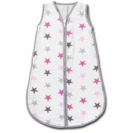 Sac de dormit copii de vara din muselina Kidizi Pink Stars 70 cm