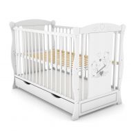 Patut din lemn masiv 2 in 1 Maya alb cu sertar 