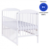 Patut din lemn masiv 120x60 cm Orella alb cu laterala culisanta